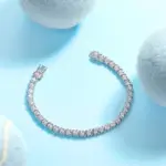 Pulsera de Moissanita de 4 mm LinkerLove, Brazalete de Plata de Ley S925 para Mujer, Chapado en Oro de 18K, VVS1, Color D, Diamante de Laboratorio, Joyería de Lujo 2