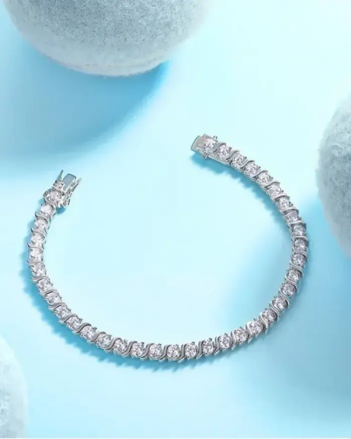 Pulsera de Moissanita de 4 mm LinkerLove, Brazalete de Plata de Ley S925 para Mujer, Chapado en Oro de 18K, VVS1, Color D, Diamante de Laboratorio, Joyería de Lujo 2