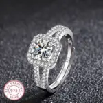 Nuevo Anillo de Plata de Ley 925 de alta calidad con gema perfecta de circón para mujer, accesorios de joyería fina para boda, regalos de fiesta 1