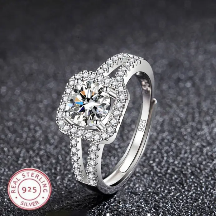 Nuevo Anillo de Plata de Ley 925 de alta calidad con gema perfecta de circón para mujer, accesorios de joyería fina para boda, regalos de fiesta 1