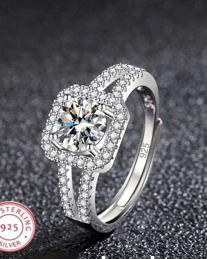 Nuevo Anillo de Plata de Ley 925 de alta calidad con gema perfecta de circón para mujer, accesorios de joyería fina para boda, regalos de fiesta 1