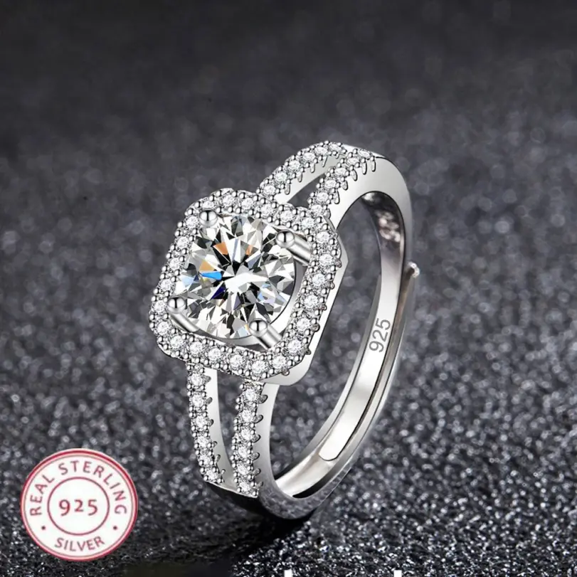 Nuevo Anillo de Plata de Ley 925 de alta calidad con gema perfecta de circón para mujer, accesorios de joyería fina para boda, regalos de fiesta 1