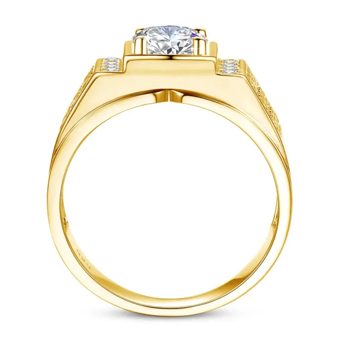 Nuevo en anillo redondo de moissanita de 6,5mm y 1ct para hombre con certificado, prueba de diamante Original, joyería de boda de Plata de Ley 925 2