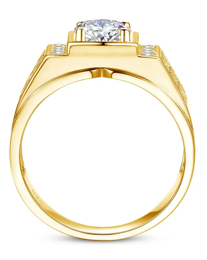 Nuevo en anillo redondo de moissanita de 6,5mm y 1ct para hombre con certificado, prueba de diamante Original, joyería de boda de Plata de Ley 925 2