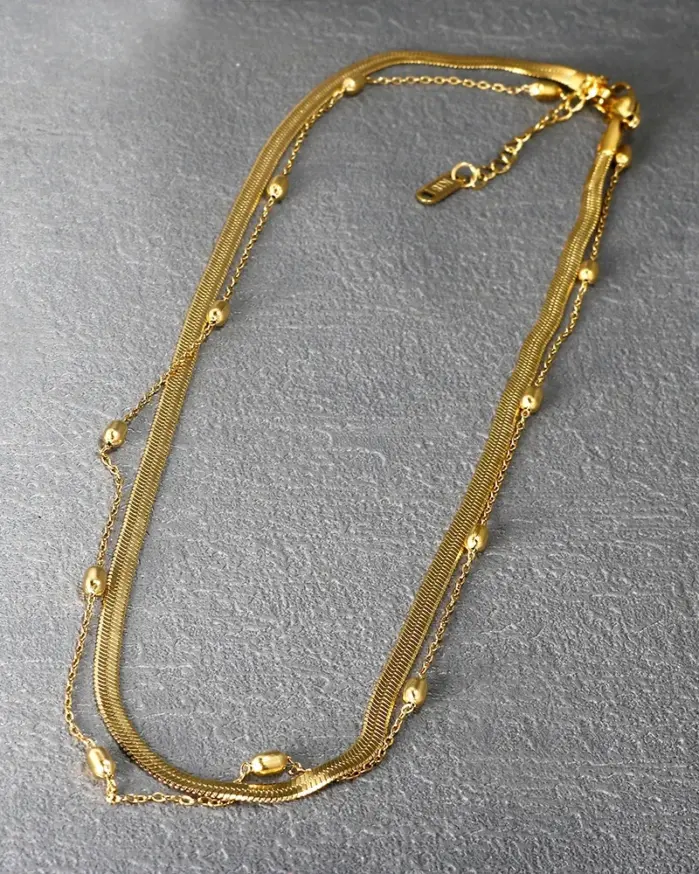 Collar delicado texturizado vintage de acero inoxidable 2