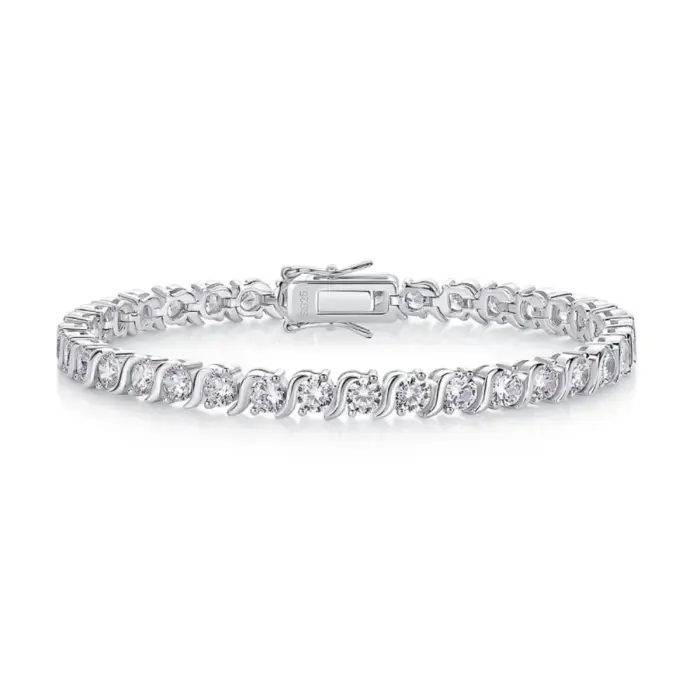 Pulsera de Moissanita de 4 mm LinkerLove, Brazalete de Plata de Ley S925 para Mujer, Chapado en Oro de 18K, VVS1, Color D, Diamante de Laboratorio, Joyería de Lujo 1
