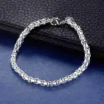 Pulsera de Plata de Ley 925, Cadena Clásica de Caja Redonda para Mujer, Joyería de Moda Sencilla para Compromiso y Boda, Regalos de Alta Calidad 6