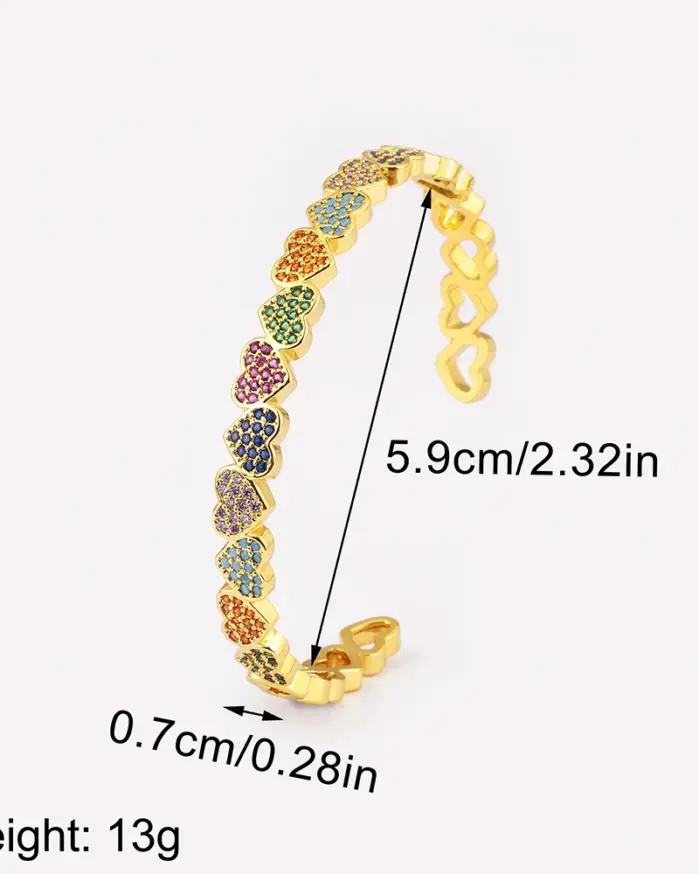 pulsera ajustable con forma de corazón de amor romántico para mujer, brazalete abierto de circón brillante, joyería de fiesta diaria, regalos, gran oferta 2