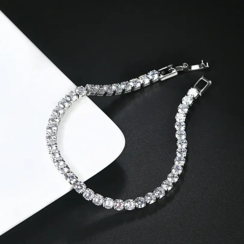 Joyería chapada en plata, pulsera de tenis de 17CM, 19CM y 21CM, regalo de aniversario de Zirconia, brazalete de plata de ley auténtica para mujer 6