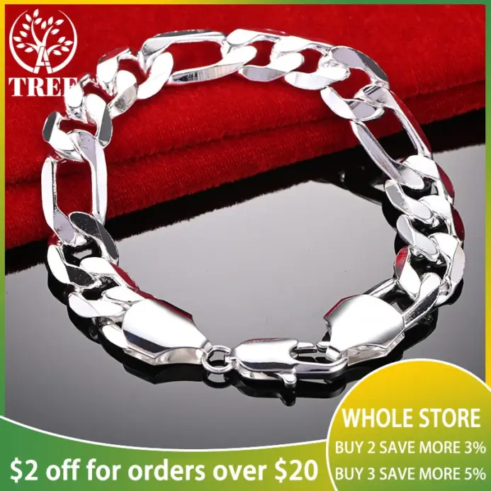 🇮🇹 Pulsera "Figaro Grand S925" – Plata Sólida 12mm (Estilo Italiano) 1
