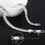 Pulsera de plata de ley 925 de 6mm, 18/20cm, cadena lateral plana, pulsera con cierre de langosta para mujer y hombre, joyería para fiesta y boda, regalo de vacaciones 6
