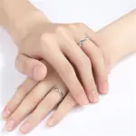 2 Anillos de Plata de Ley 925 con Circonita para Pareja, para Mujer y Hombre, Exquisitos, para Estudiantes, Novias, Accesorios de Joyería de Plata para Boda 3