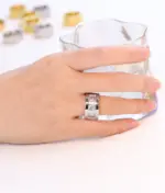 anillos de cristal a la moda para mujer, venta al por mayor, anillos de boda de acero inoxidable de Color oro amarillo para mujer, joyería de fiesta 3