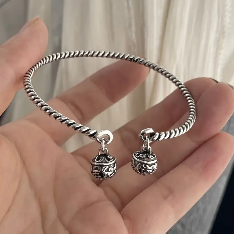 🌿 Pulsera "Antique Bloom S925" – Plata Sólida Grabada a Mano 6
