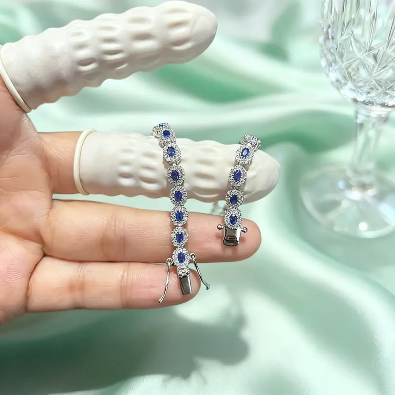 pulseras de columna artificialmente sintetizadas, Plata de Ley 925 para mujer, joyería de buenos de lujo a la moda para fiesta, rojo/azul/verde 5