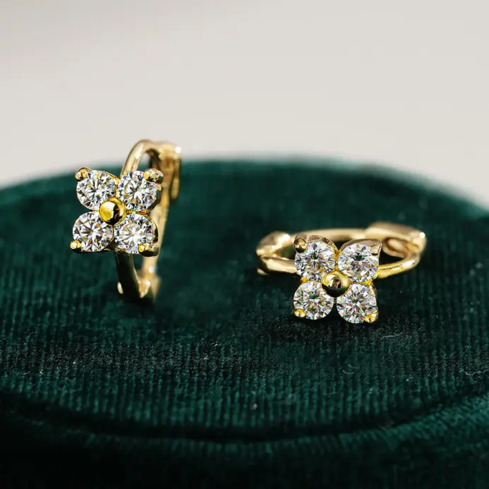 Pendientes 100% de oro auténtico de 18k, diseño clásico lujoso, pendientes de diamantes de 1 quilate, certificado de moissanita y GRA, alta joyería 2