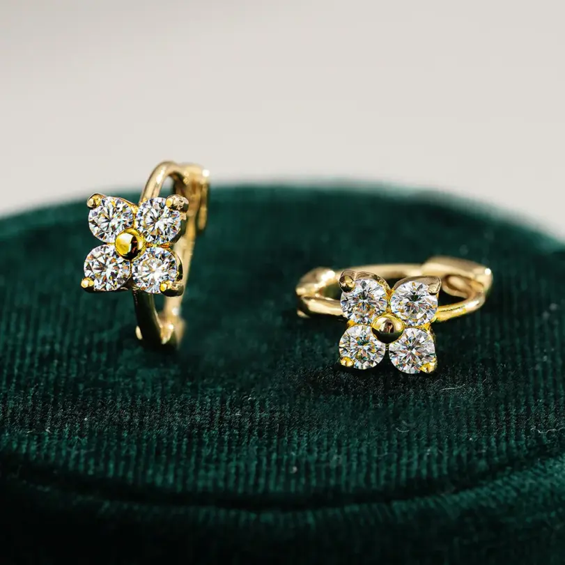 Pendientes 100% de oro auténtico de 18k, diseño clásico lujoso, pendientes de diamantes de 1 quilate, certificado de moissanita y GRA, alta joyería 2