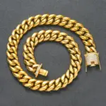 Cadena cubana duradera premium chapada en oro de 18 quilates de 14 mm y 5 capas 3