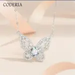 Collar de mariposa de moissanita de lujo de 1CT, prueba de diamante, certificación GRA, Color D, VVS1, collar de plata de ley 925 1