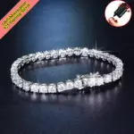 Pulsera de tenis de moissanita auténtica para mujeres y hombres, brazalete de diamantes de laboratorio de 3,0mm con certificados, joyería fina de Plata de Ley 925 1