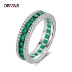 OEVAS-Anillos cuadrados clásicos con incrustaciones de plata de ley 100% 925, diamantes de alto contenido de carbono para mujer, joyería fina de compromiso 1
