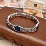 ✨ Pulsera "Tang Dynasty Brilliance" – Plata, Patrón Tang y Diamantes (Estilo Hip-Hop Unisex) 3