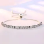 Pulsera de plata de ley 925 Vera elegante circón tenis pulsera de cristal de circón para mujer moda Simple compromiso boda Glam 3