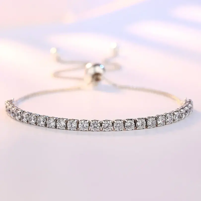 Pulsera de plata de ley 925 Vera elegante circón tenis pulsera de cristal de circón para mujer moda Simple compromiso boda Glam 3