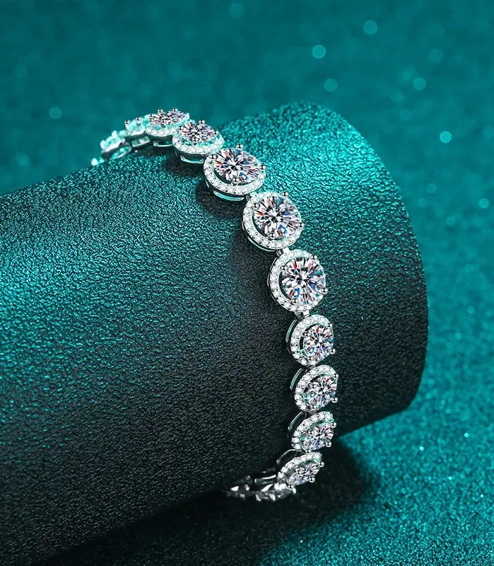 NeeTim-pulsera de tenis de moissanita de Color D, Plata de Ley 925 con pulseras brillantes chapadas en oro blanco, Chian para mujer, venta al por mayor 2