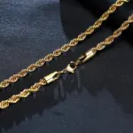 collares delicados de cadena de cuerda de Color dorado para mujeres y hombres, Collar trenzado elegante, eslabón de acero inoxidable resistente al agua de 2/3/4/5mm de ancho 5