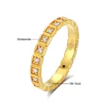 Anillo hueco de moissanita redondo completo de moda oro Real de 18 quilates AU750 uso diario fiesta joyería del Día de San Valentín regalos para hombres/mujeres 3