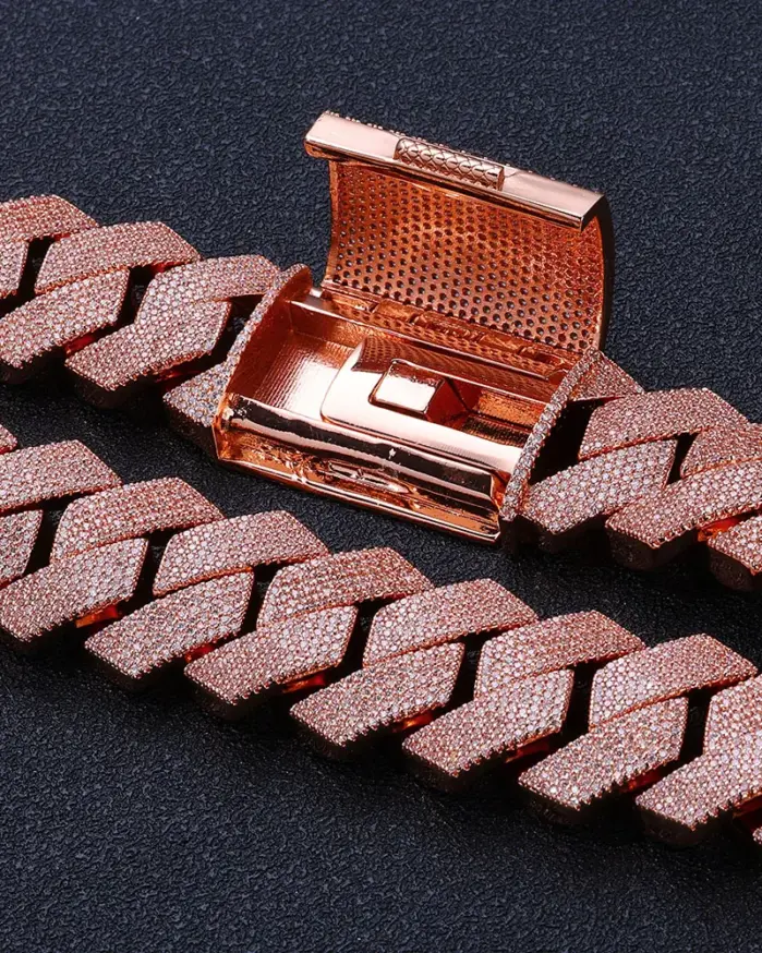Joyería de Hip Hop, collar helado de oro rosa, grande, grueso, pesado, 25mm, 6 filas, piedra Cz ostentosa, collar de cadena de eslabones cubanos regalo para hombres 2