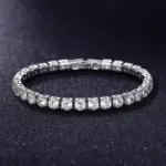 Pulseras de tenis de cristal de circonia cúbica de 4mm helada de hip hop de lujo para mujeres y hombres, pulsera de Color dorado y plateado, joyería de cadena 4 Pulseras de tenis de cristal de circonia cúbica de 4mm helada de hip hop de lujo para mujeres y hombres, pulsera de Color dorado y plateado, joyería de cadena 4