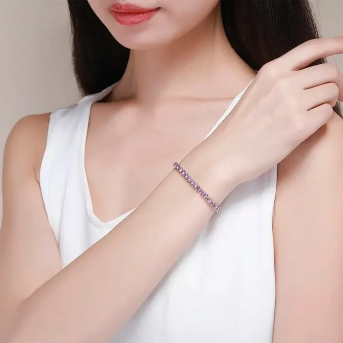 Cadena de tenis redonda de 4mm para mujer y niña, brazalete de Color dorado, joyería de latón para boda 2