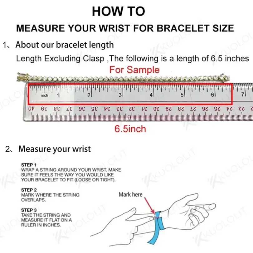 Kuololit Lab Grown Diamonds Pulseras para Mujeres Hombres 14K 10K 585 Pulsera de Tenis de Oro Sólido Compromiso Clásico Navidad 6