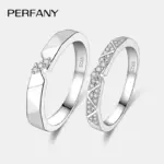 PERFANY, anillo de moissanita para mujeres y hombres, anillo de plata pura S925 para parejas, joyería Simple de moda para boda, regalo de cumpleaños 1