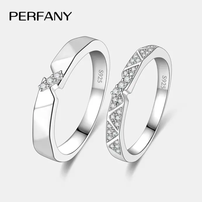 PERFANY, anillo de moissanita para mujeres y hombres, anillo de plata pura S925 para parejas, joyería Simple de moda para boda, regalo de cumpleaños 1