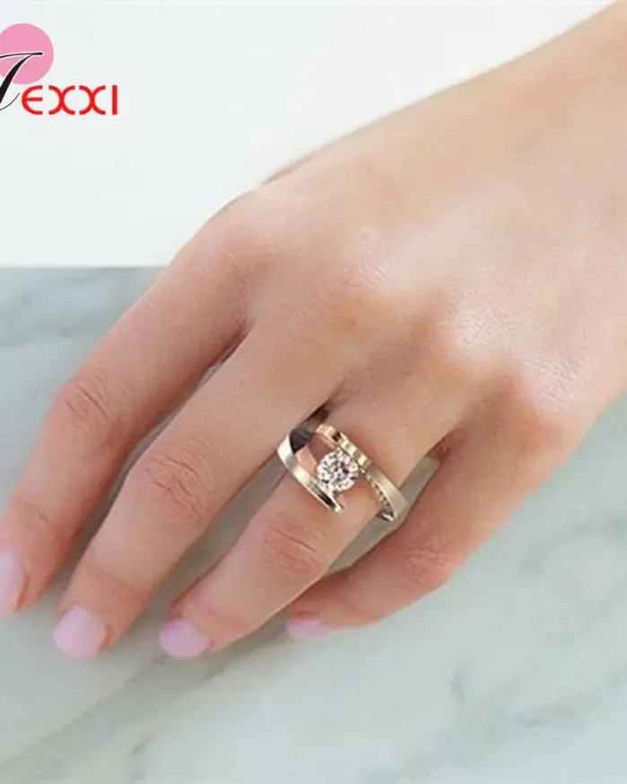 Anillos irregulares de circonia cúbica AAAAA de Color dorado de Plata de Ley 925 a la moda novedosa para mujer/señora, anillos más finos llamativos de venta superior 1