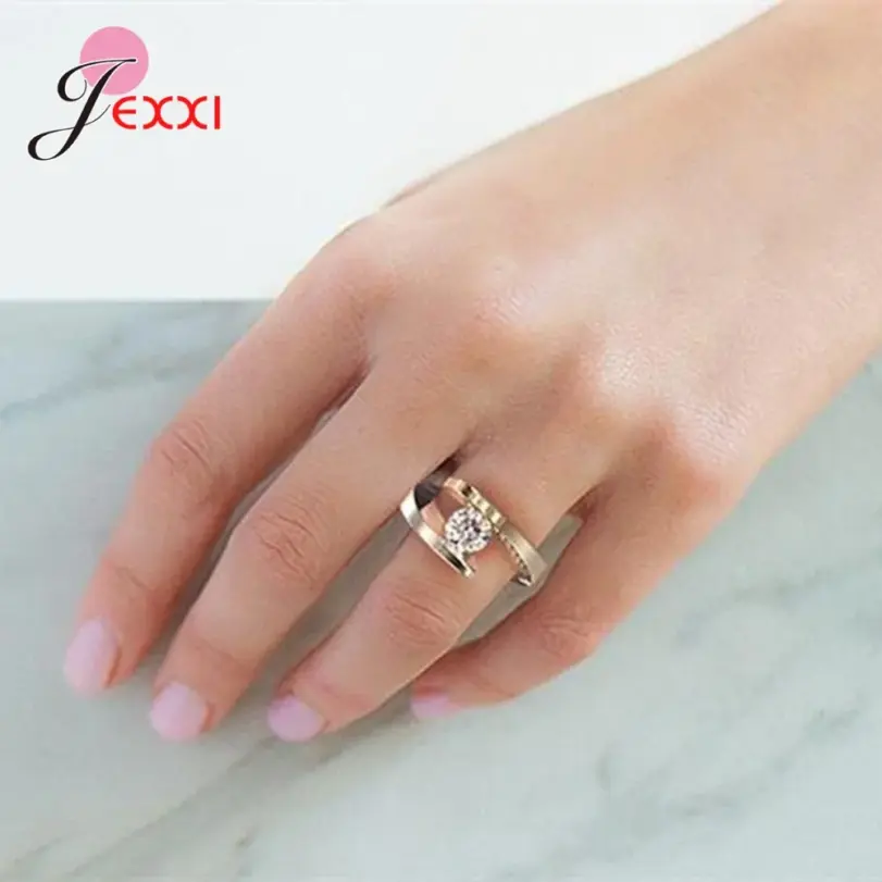 Anillos irregulares de circonia cúbica AAAAA de Color dorado de Plata de Ley 925 a la moda novedosa para mujer/señora, anillos más finos llamativos de venta superior 1