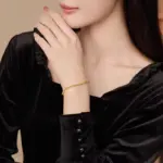 Pulsera de lujo con forma de bola de discoteca para mujer, oro puro 24K 9999, oro real, pulsera de ojo de gato 4