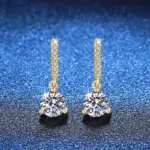 NeeTim-pendientes colgantes de moissanita de 1 quilate, plata de ley S925 con pendiente de boda chapado en oro, joyería de diseño brillante con diamantes de laboratorio 4