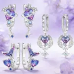 ❤️ Pendientes "Heart Prism" – Plata S925 (Edición Color & Brillo) 1