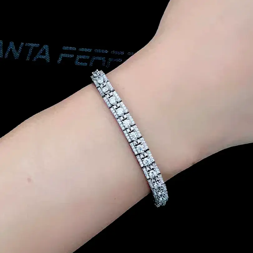 Pulsera de tenis de lujo de moissanita completa de 3 mm, 100% Plata S925, D Color VVS1, Diamante de laboratorio, Cadena de mano, Joyería fina para fiesta, Regalo 5