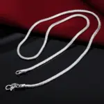 40-75 cm Plata de Ley 925 1 MM/2 MM/3 MM collar de cadena de serpiente sólida para hombres mujeres joyería de moda para colgante envío gratis 3