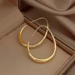 Pendientes de aro de boda con elipse dorada de Plata de Ley 925 para mujer, joyería femenina de lujo, joyería de dinero 925 1