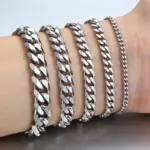 Nueva moda pulsera de cadena cubana para hombres pulsera clásica de acero inoxidable de 3/5/7/9mm de ancho para hombres y mujeres regalo de joyería 3