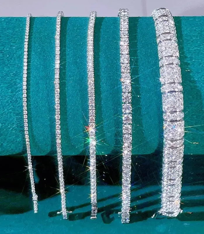 Pulsera De moissanita De Plata De Ley 925, 0,1 CT, 4mm, D VVS1, diamante para mujer, joyería brillante para fiesta y boda, Pulseiras De Prata 2