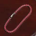 Buena calidad Simple redondo Cubic Zirconia Rosa rojo 5A CZ pulsera de cadena de tenis joyería clásica de moda para mujer 6