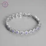 Pulsera de tenis brillante para mujer, brazalete de cristal de circonia cúbica chapado en plata S925, joyería exquisita elegante, regalo de boda FCGJHW 1