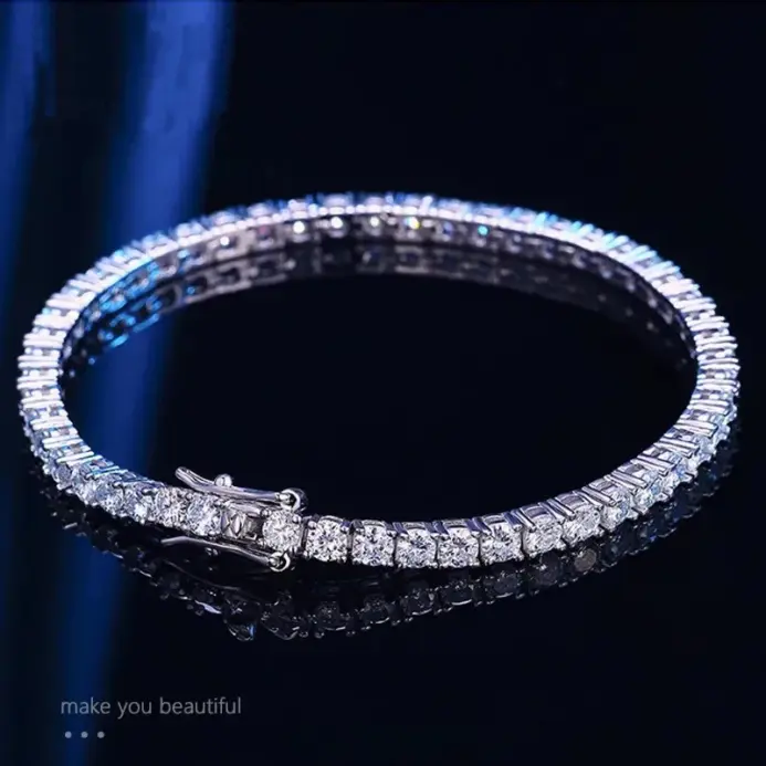 BIJOX STORY-pulsera de tenis de moissanita para hombre y mujer, brazalete de diamante completo GRA, chapado en plata 925, joyería de fiesta de boda de 18k, 3mm 2